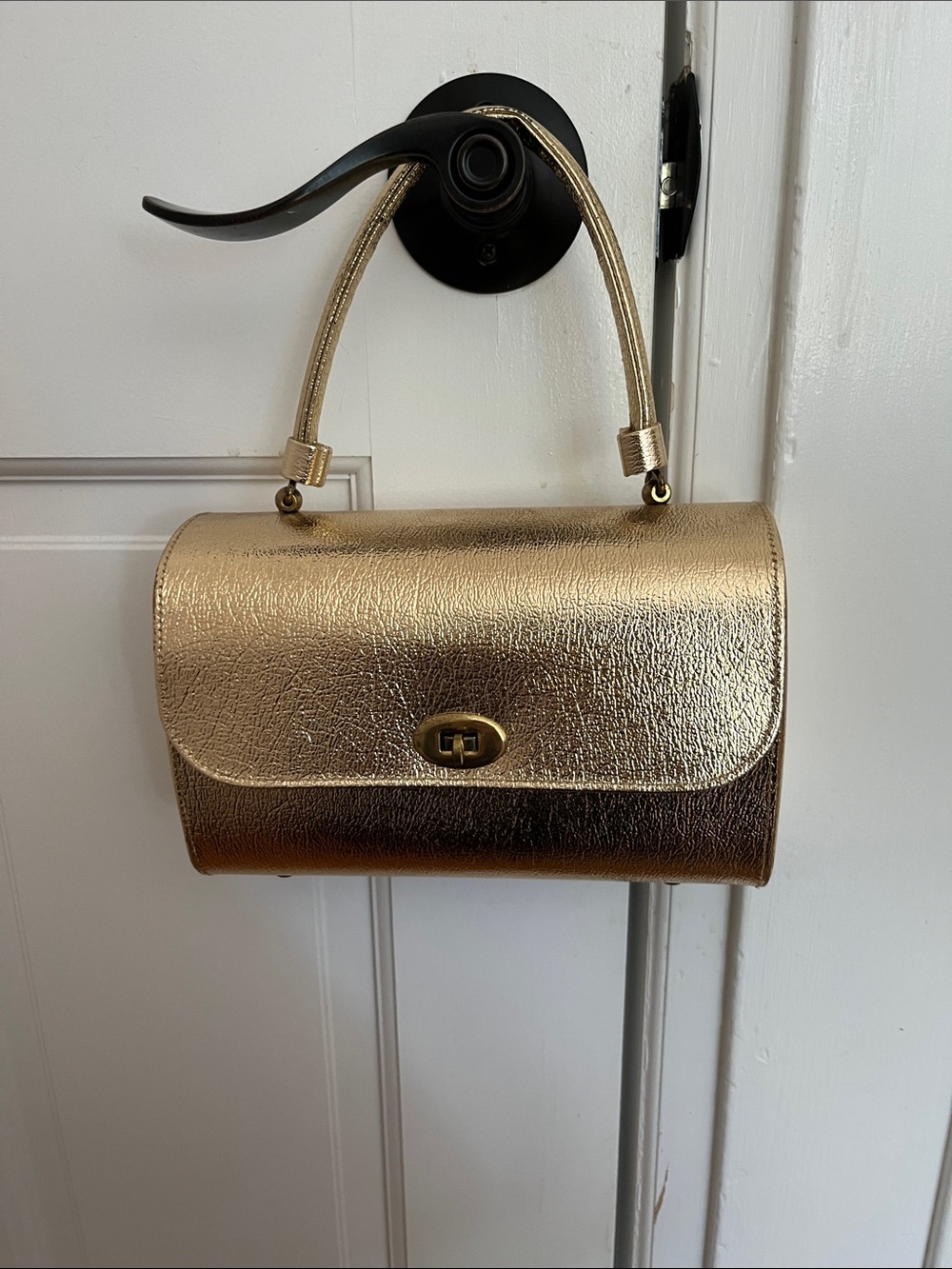 Vintage Metallic Gold Mini Top-Handle Bag